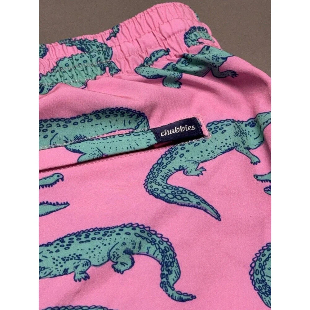 Chubbies Swim Shorts Men's XL Pink Glades Alligator Print Lined Trunks 7